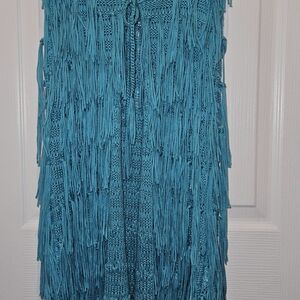 Elegant Teal Fringe Vest